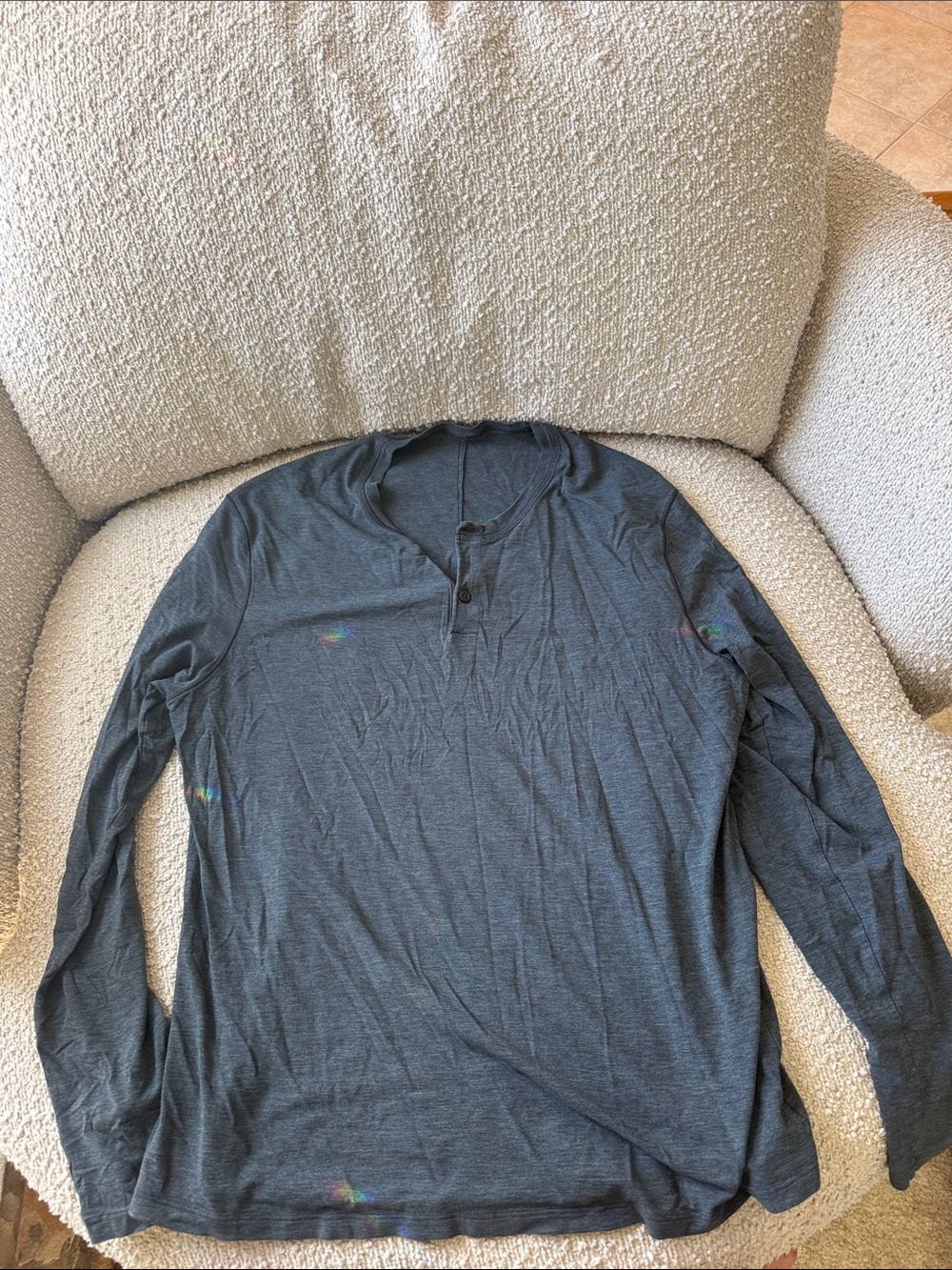 Men's Lululemon Charcoal Long-Sleeve Henley Shirt Med/ Lg